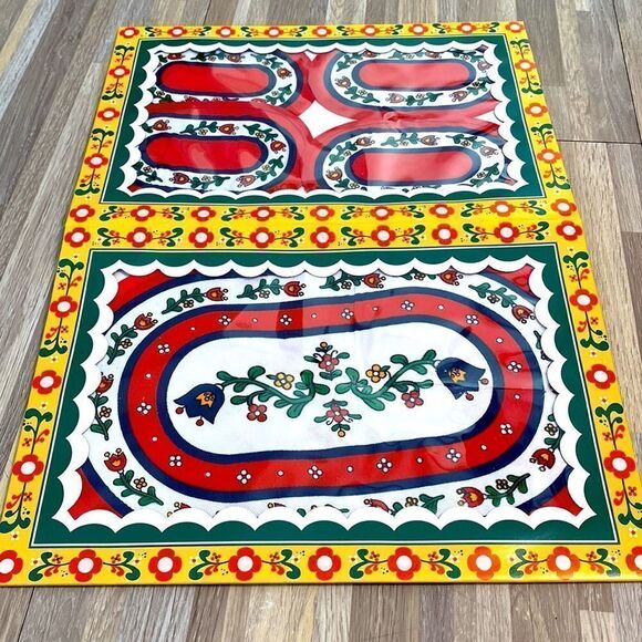 Vintage single stitched tea cup coasters and tea kettle place mat floral print - Picture 3 of 8